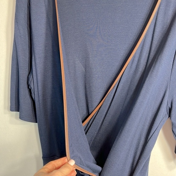 Lauren Ralph Lauren Elbow Sleeve Faux Wrap Navy Dress size XL - Picture 5 of 11
